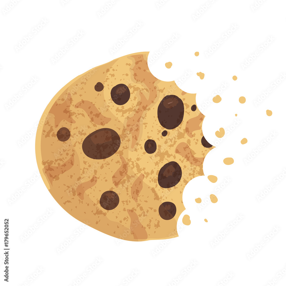 Bitten chip cookie, cracker, biscuit. Vector illustration Bitten chip cookie, cracker, biscuit. Vector illustration