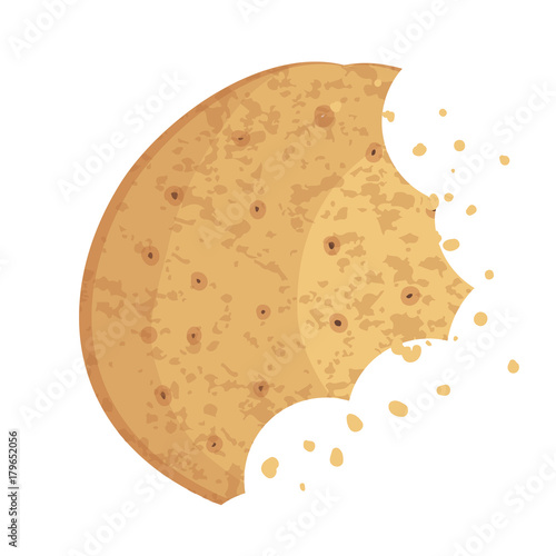  Bitten  chip cookie, cracker, biscuit. Vector illustration