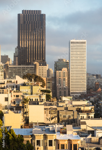 Canvas Print Sunset over San Francisco financial district in the USA