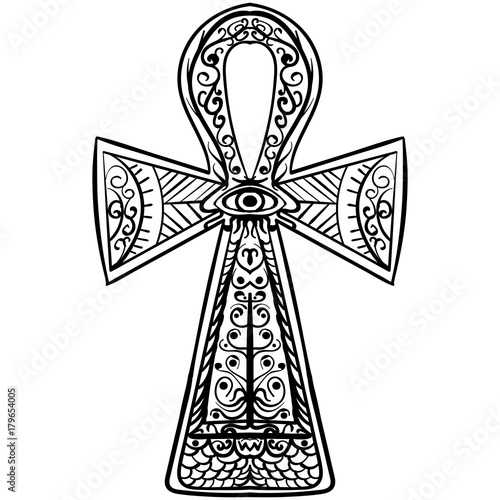 Hand drawn Egyptian symbol pharaoh Cane Ankh
