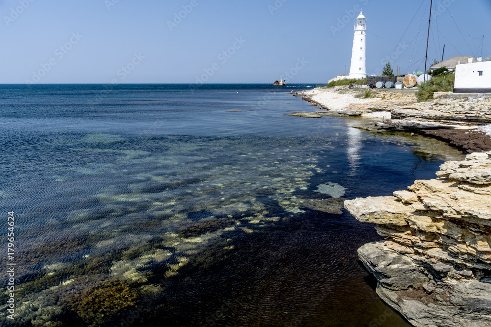 Fototapeta premium Crimea, settlement of Olenyovka, beacon