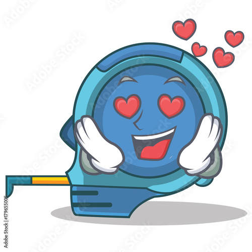 In love tape measure character cartoon