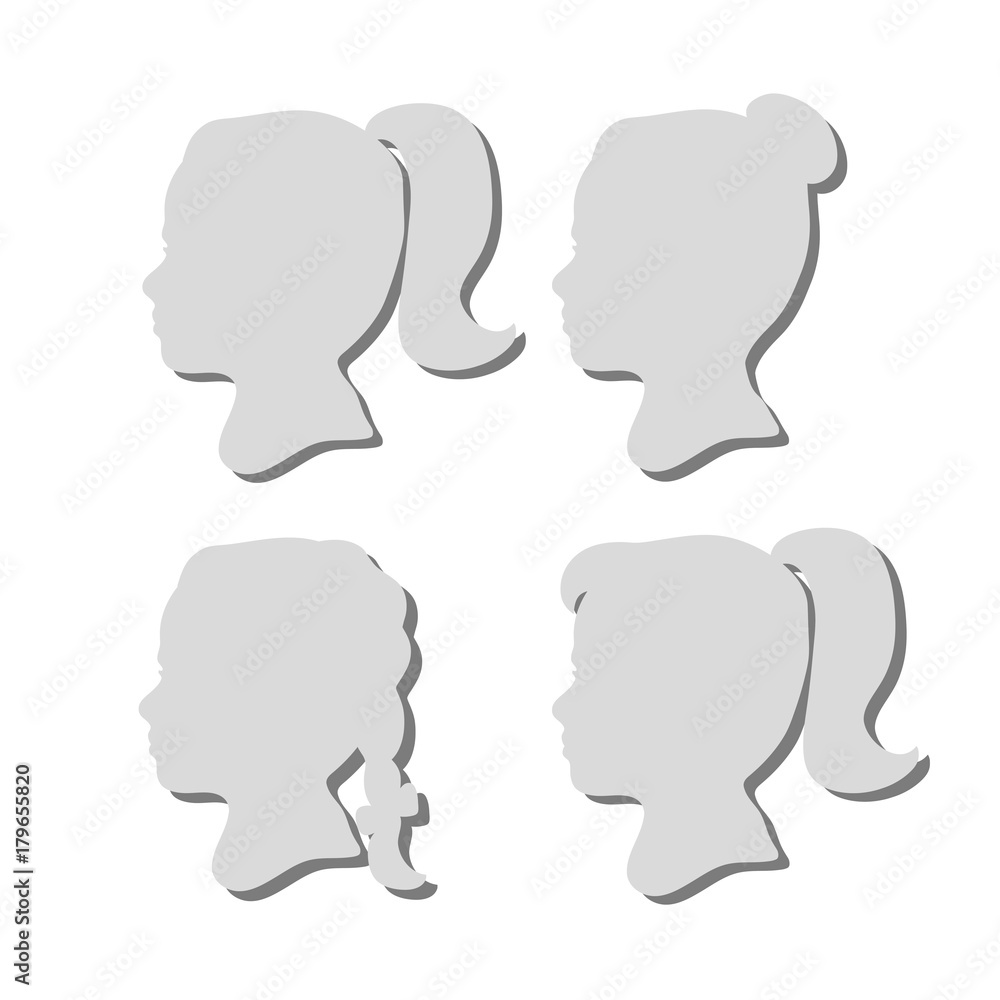 Silhouettes of girls face profile