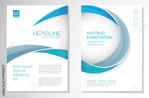 Template vector design for Brochure, Annual Report, Magazine, Poster, Corporate Presentation, Portfolio, Flyer, layout modern with green and blue color size A4, Front and back, Easy to use and edit. photo
