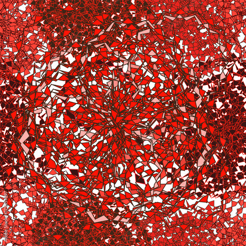 Mosaic  grunge stained ornamental seamless pattern in red, brown,white colors