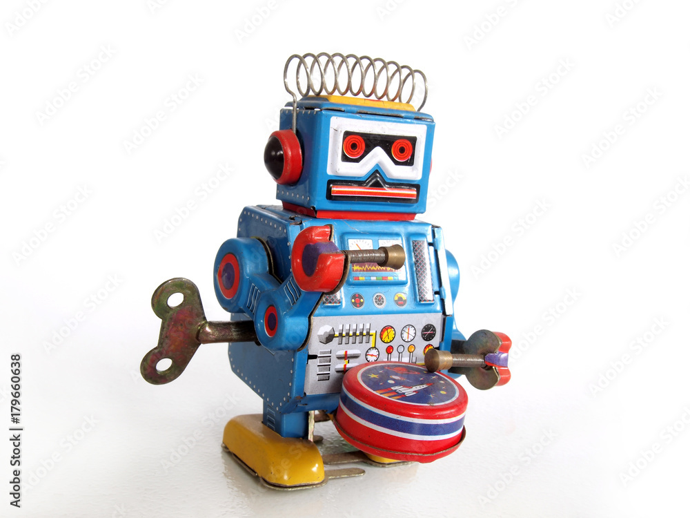 Robot tin toy / Isolated white Robot tin toy / Isolated white