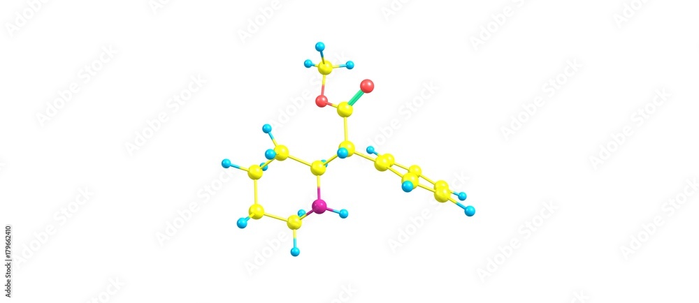 Methylphenidate molecular structure isolated on white