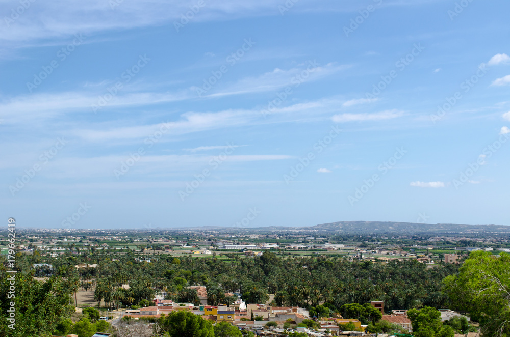 View of San Anton from a height. panorama of the Spanish city. landscape with small houses in Spain.