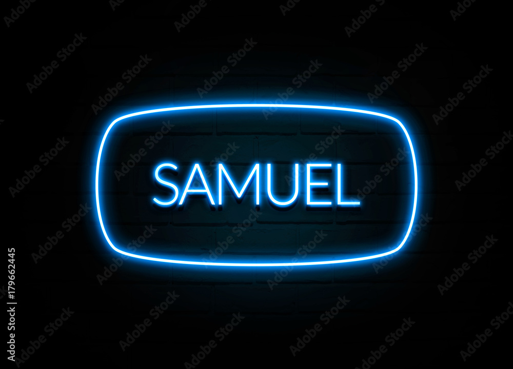 Samuel - colorful Neon Sign on brickwall Samuel - colorful Neon Sign on brickwall