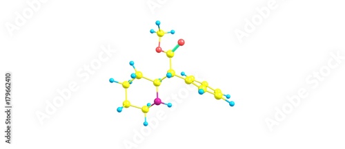 Methylphenidate molecular structure isolated on white