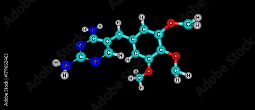 Trimethoprim molecular structure isolated on black photo