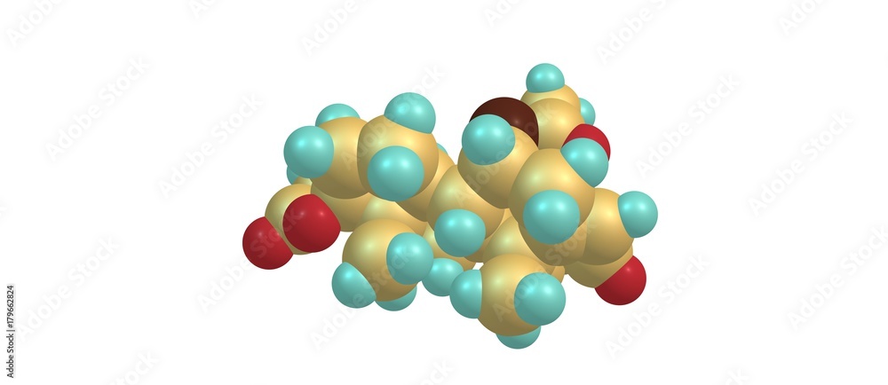Spironolactone molecular structure isolated on white