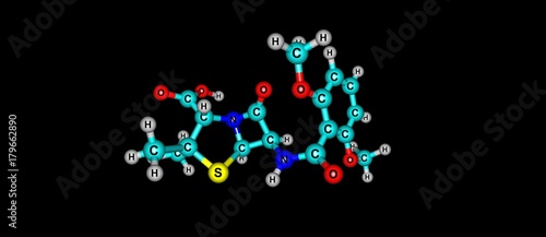 Meticillin molecular structure isolated on black