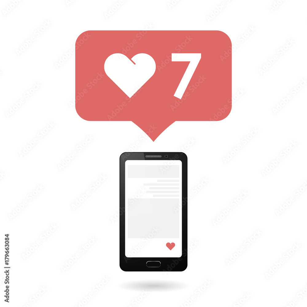 Social media icon with smartphone. Flat design style. Isolated on white background. Social media icon with smartphone. Flat design style. Isolated on white background.