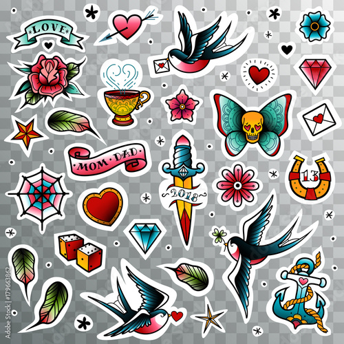 old school tattoo set