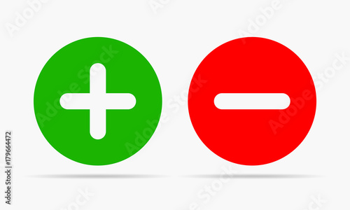 Plus and minus round icons. Vector illustration