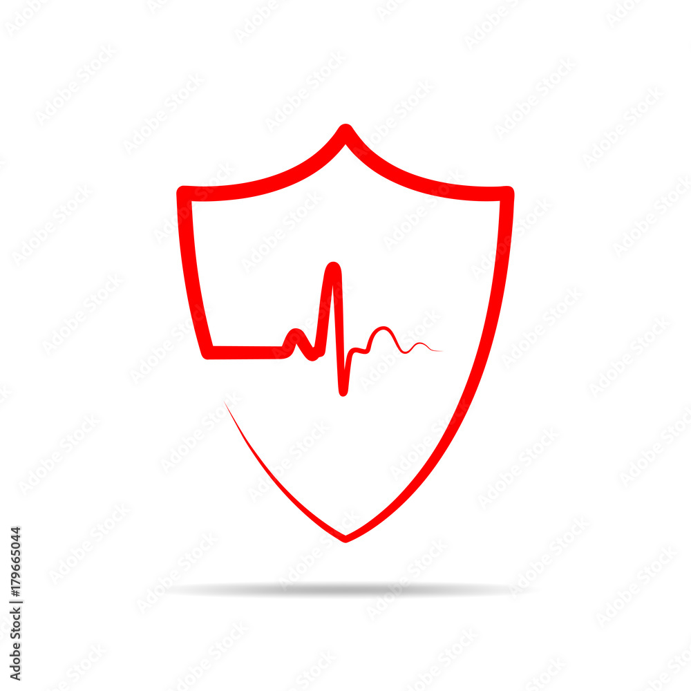 Shield icon with heartbeat sign. Vector illustration Shield icon with heartbeat sign. Vector illustration