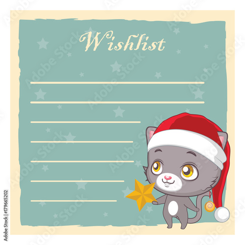 Wishlist for Santa Claus with cute cat