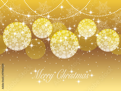 シームレスなクリスマスボールの背景　金色