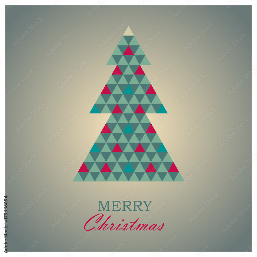 Stylized Christmas tree greeting card with gradient background Stylized Christmas tree greeting card with gradient background