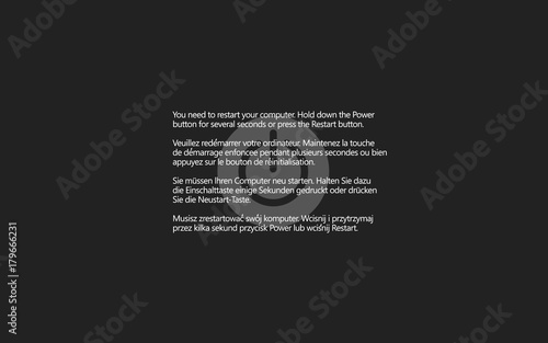 Gray kernel panic in Unix-based operating systems. Similar blue screen of death (BSOD) error. Failed process hardware or software instruction. System Crash Report Background. Vector Illustration