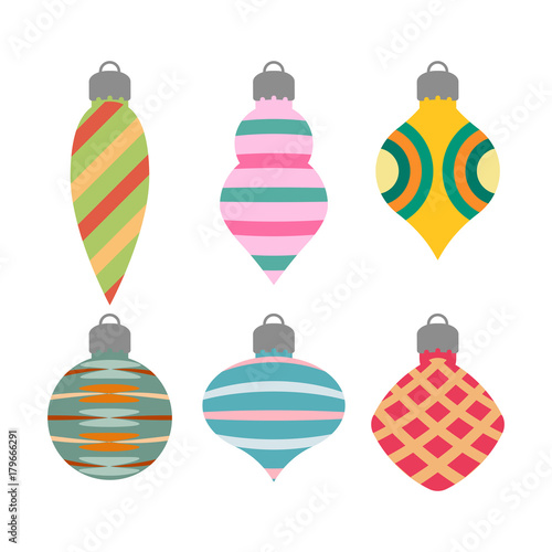 Collection of simple Christmas ornaments of different shapes