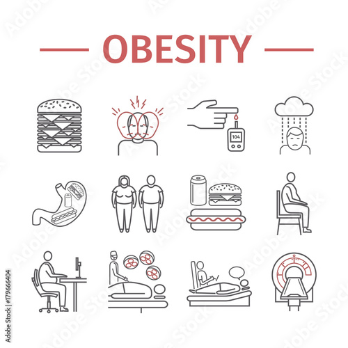 Obesity line icon Infographics. Vector sign for web graphics.