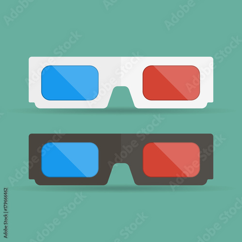 3D glasses flat icon. Vector illustration