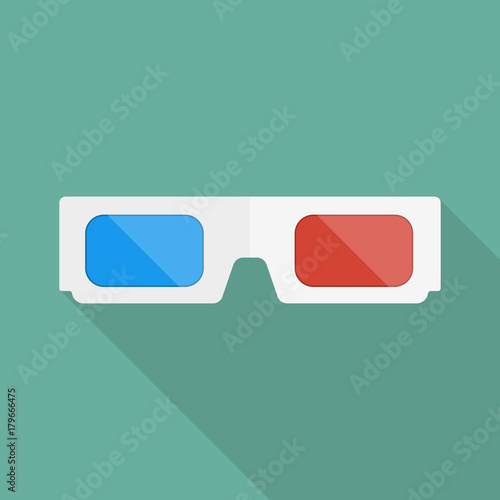 3D glasses flat icon. Vector illustration
