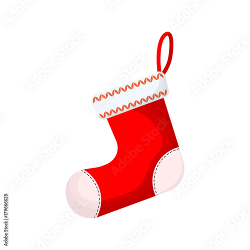 Christmas felt boot isolated. Vector illustration