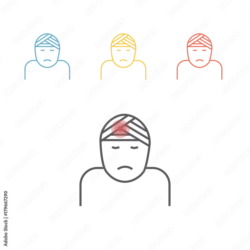 Head Injury line icon. Vector illustration for websites. Head Injury line icon. Vector illustration for websites.