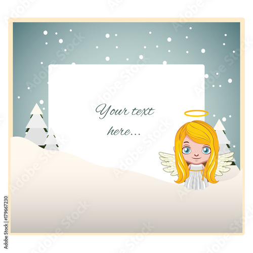 Christmas background with an angel and customizable text