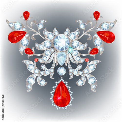 brooch with rubies