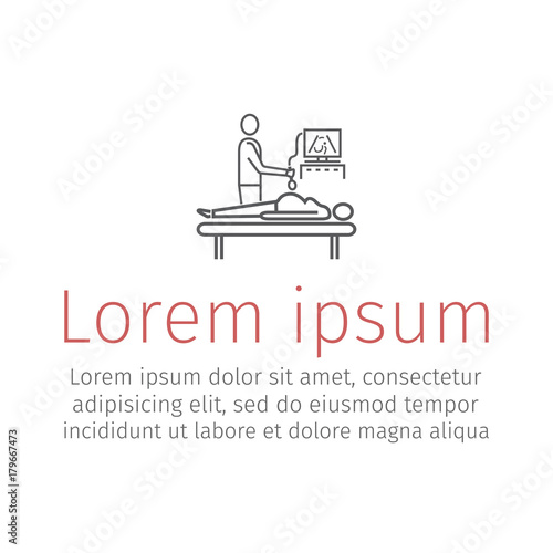 Ultrasound during pregnancy. Doctor doing sonography to a pregnant woman. Vector illustration for websites.
