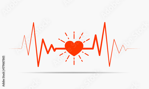 Heart with heartbeat sign. Vector illustration.