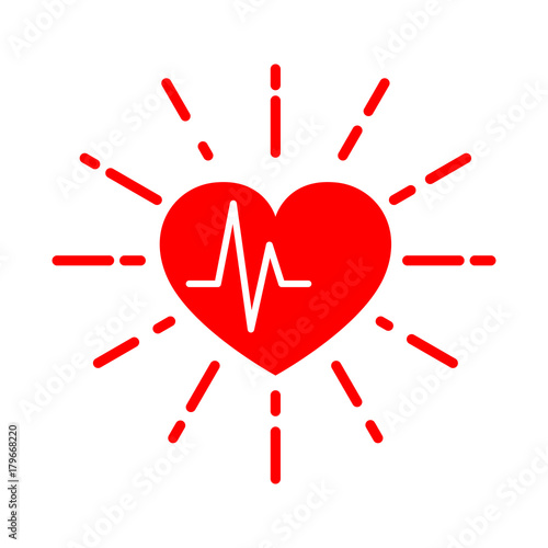 Heart with heartbeat sign. Vector illustration.