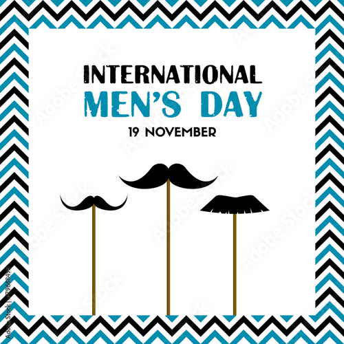 International men's day greeting card with fake mustache on sticks