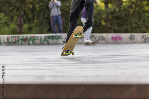 Low angle skateboard trick