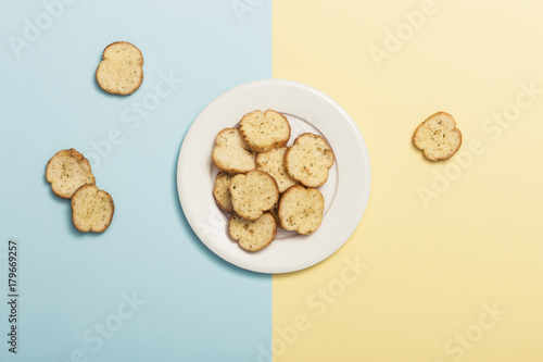 cookies on the color paper background.