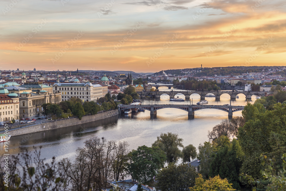 Prague bridges view