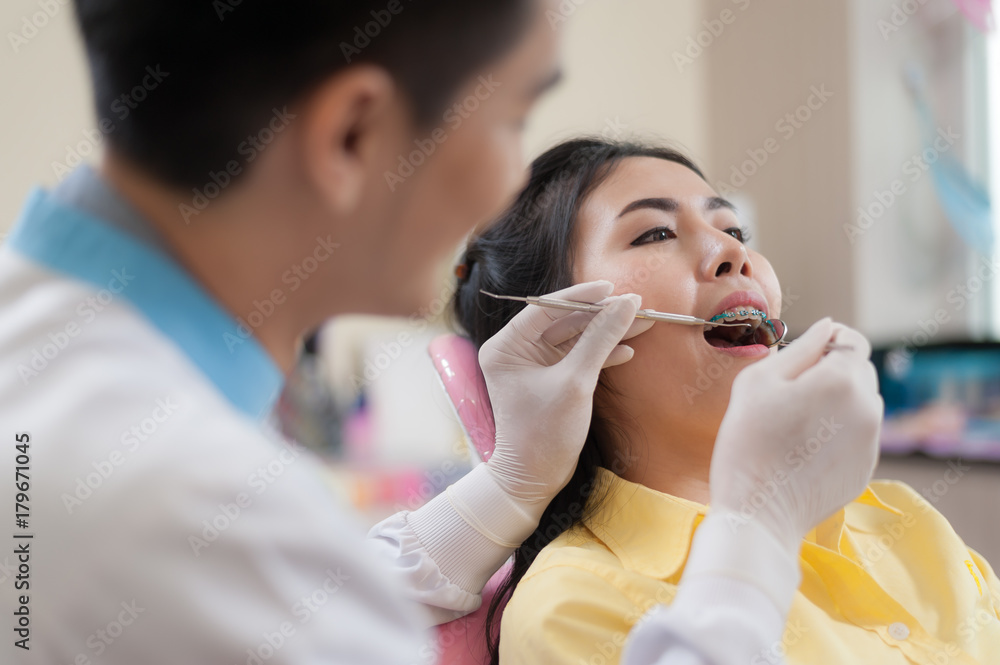 Female patient with dental checkup Female patient with dental checkup