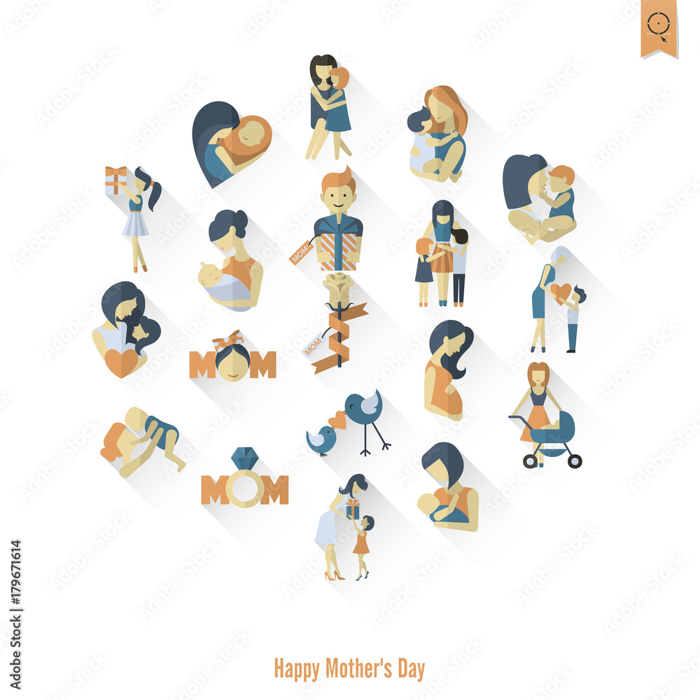 Fototapeta premium Happy Mothers Day Icons
