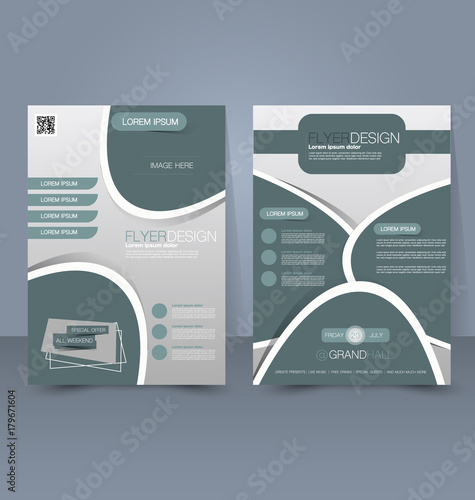 Flyer template. Business brochure. Editable A4 poster for design education, presentation, website, magazine cover. Green color.