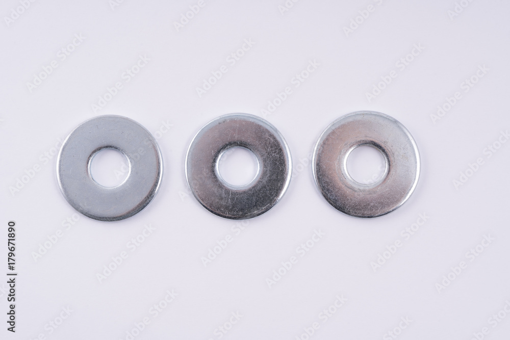 Three O-rings on a white background Three O-rings on a white background
