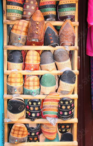 Traditional moroccan babushi on souk in Essaouira, Morocco, Africa