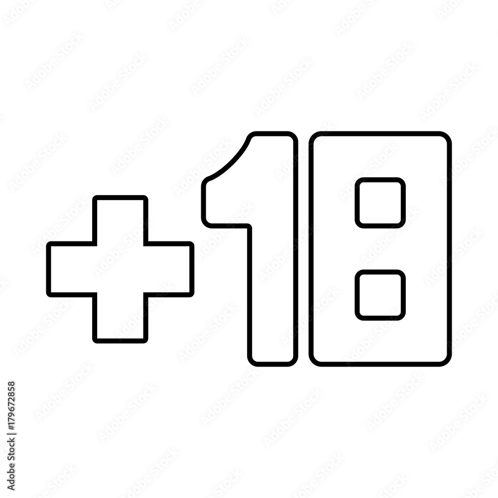 Fototapeta premium Plus eighteen +18 black icon .