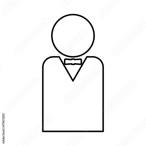 Man with bow tie black icon .