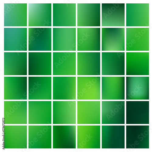 Abstract nature blurred background. Green gradient backdrop with sunlight. Ecology concept for your graphic design, banner or poster. Vector illustration.