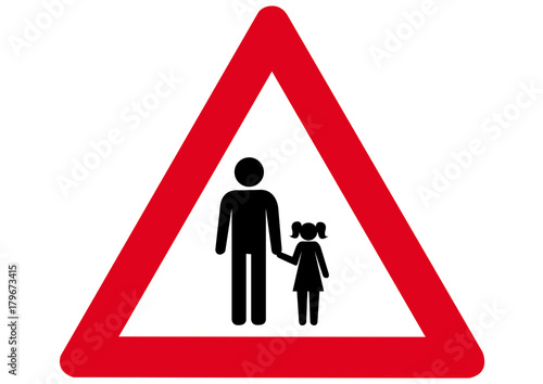 Schild Achtung Fußgänger