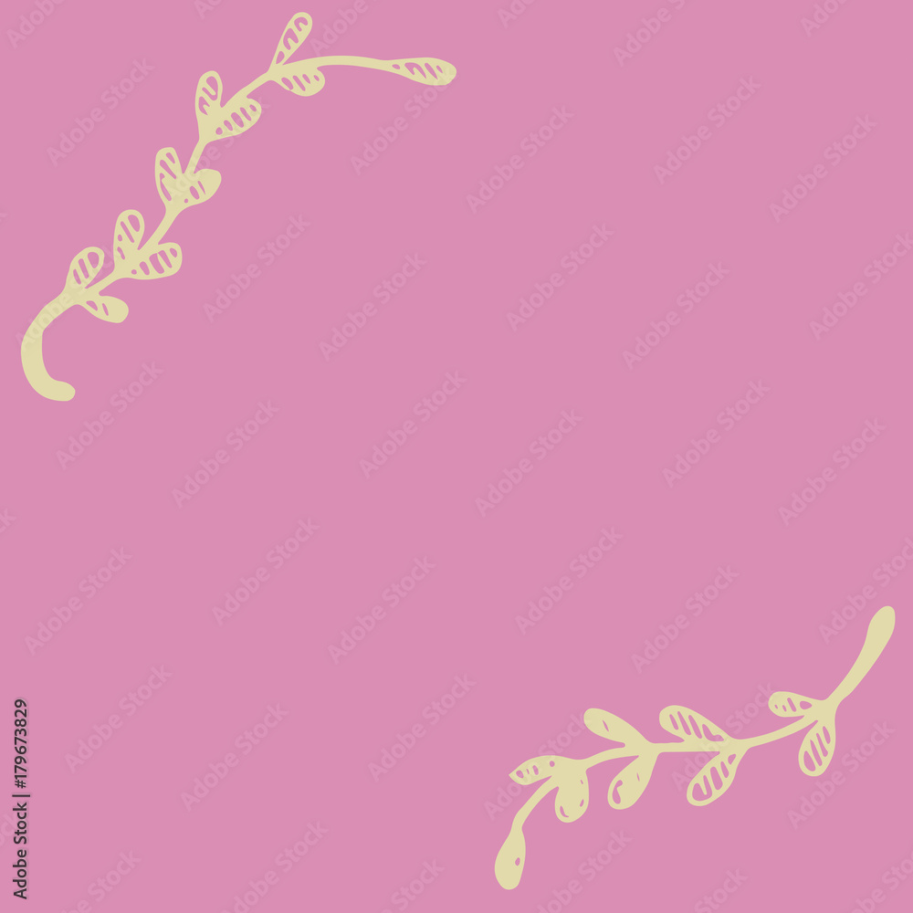 Leaf frame illustration design on pink background | sweet style template